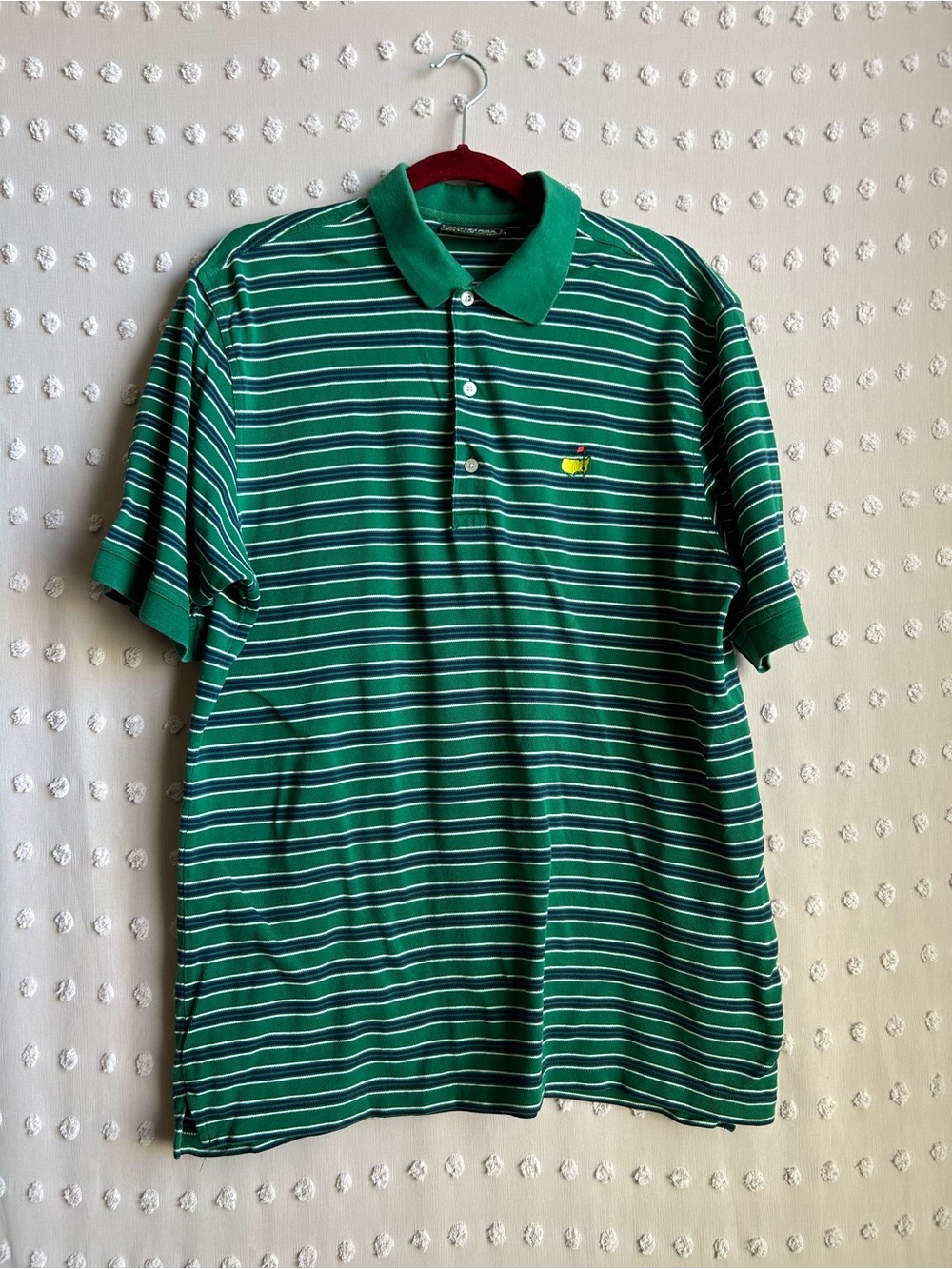Masters Collection Men’s Pima Cotton Striped Short Sleeve Polo Sz M Green